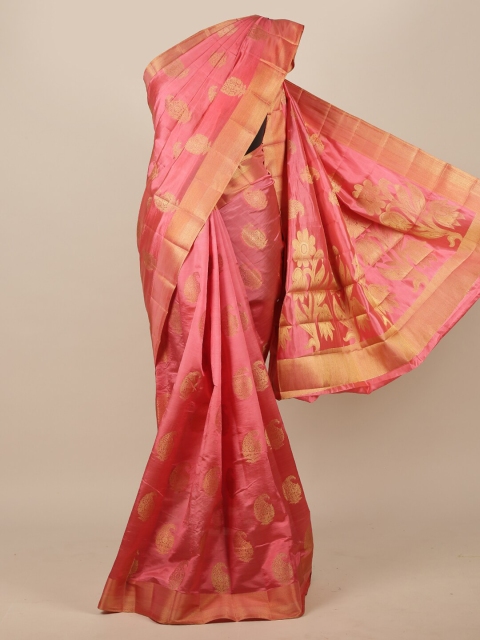 

Pothys Pink Ethnic Motifs Zari Jute Silk Saree