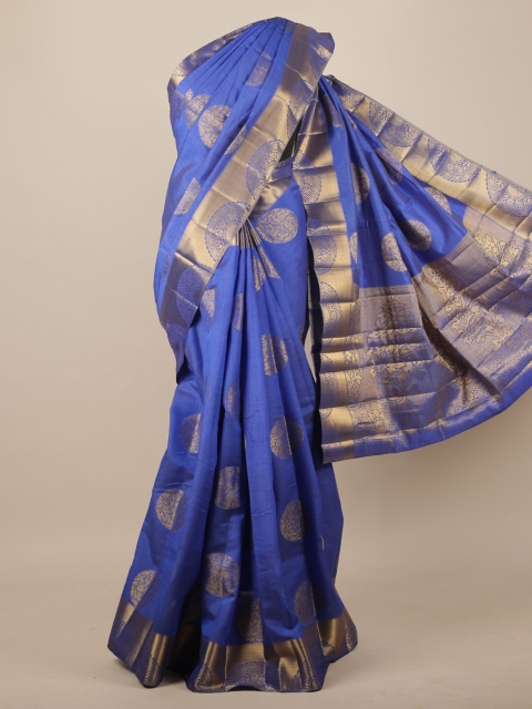 

Pothys Blue Woven Design Jute Silk Saree