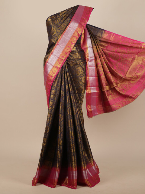 

Pothys Navy Blue Ethnic Motifs Zari Jute Silk Saree