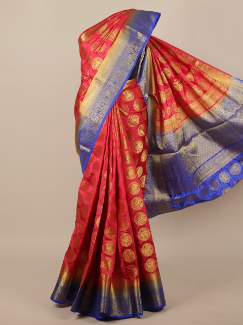 

Pothys Red & Gold-Toned Woven Design Jute Silk Saree