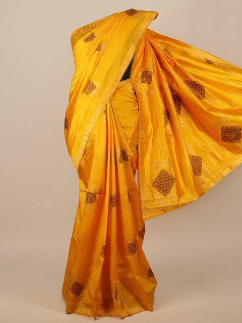 

Pothys Yellow Woven Design Jute Silk Saree