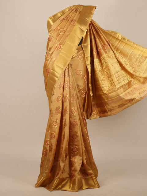 

Pothys Gold-Toned Woven Design Jute Silk Saree
