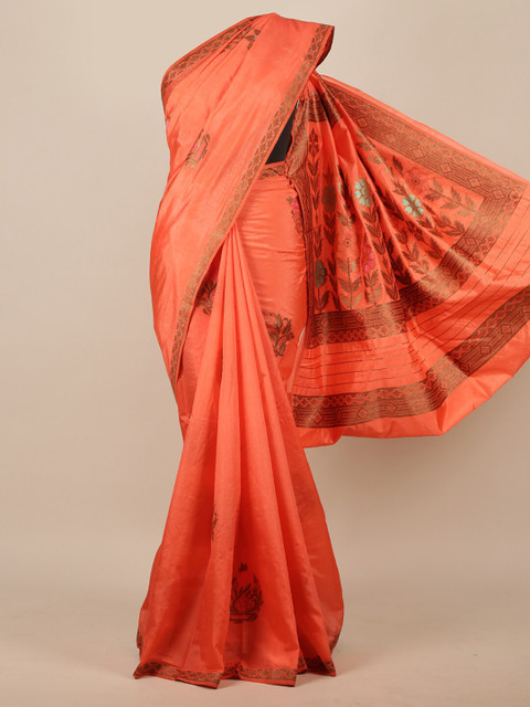 

Pothys Peach-Coloured Ethnic Motifs Zari Jute Silk Saree