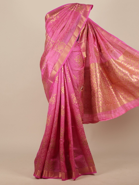 

Pothys Pink Zari Jute Silk Saree