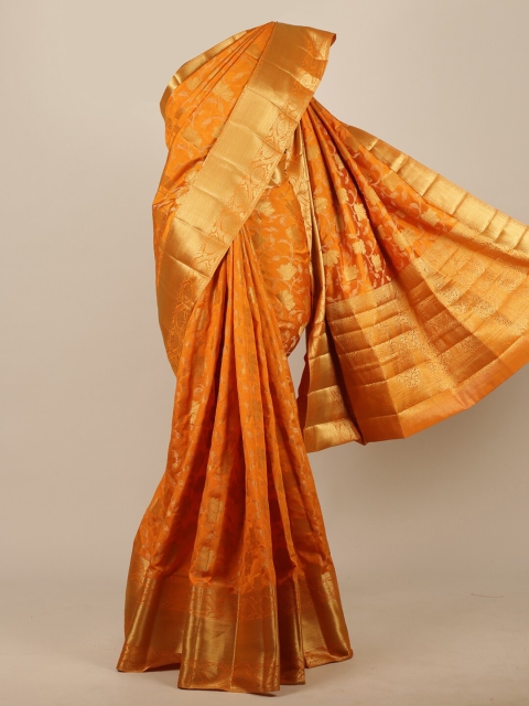 

Pothys Orange Woven Design Jute Silk Saree