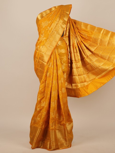 

Pothys Mustard Yellow Ethnic Motifs Zari Jute Silk Saree