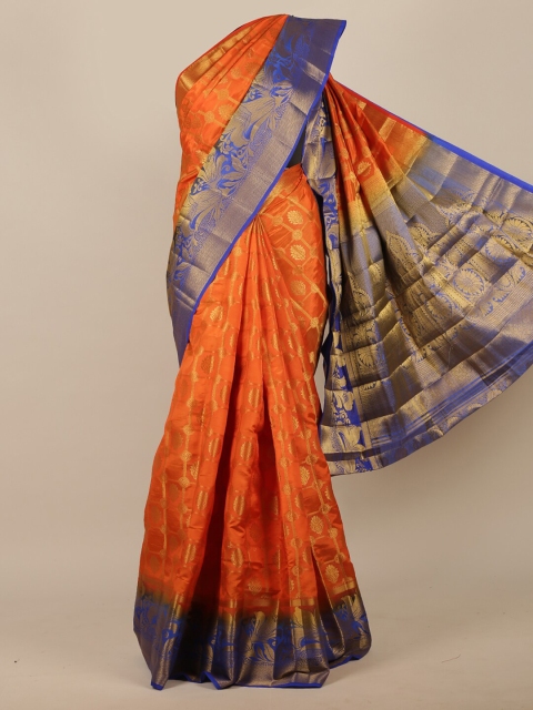 

Pothys Orange & Gold Woven Design Jute Silk Saree