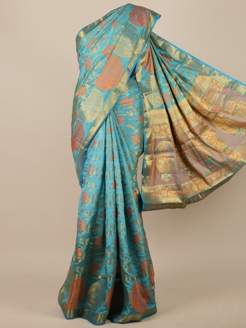 

Pothys Blue Ethnic Motifs Zari Jute Silk Saree