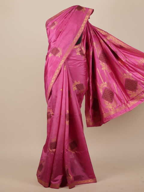 

Pothys Pink Woven Design Jute Silk Saree