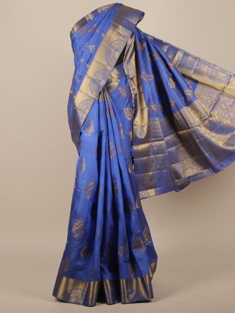 

Pothys Blue Woven Design Jute Silk Saree