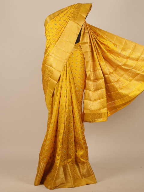 

Pothys Yellow Ethnic Motifs Zari Jute Silk Saree