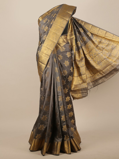 

Pothys Grey & Gold Woven Design Jute Silk Saree