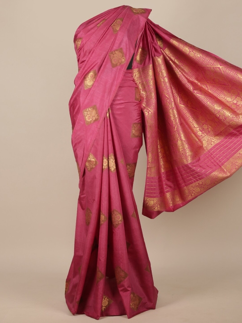 

Pothys Pink Floral Zari Jute Silk Saree