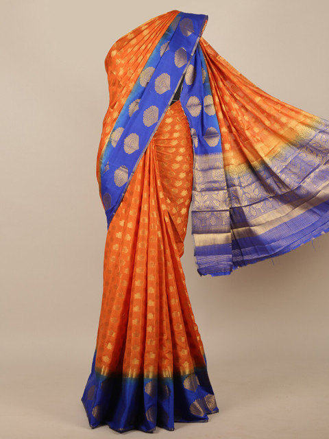 

Pothys Orange & Gold Woven Design Jute Silk Saree