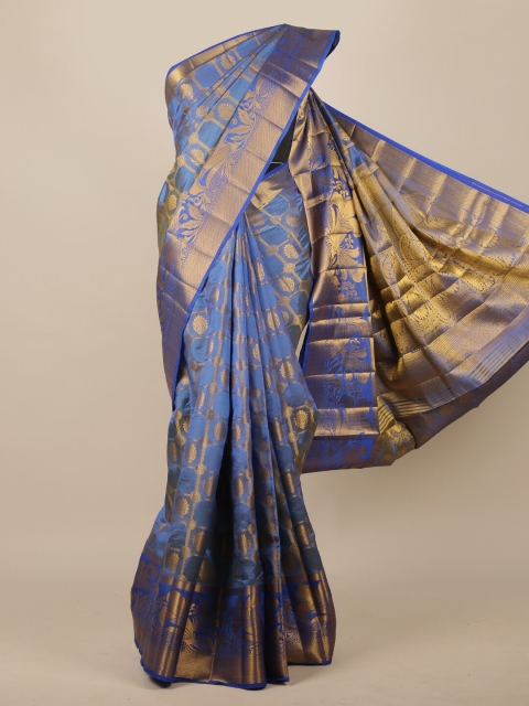

Pothys Blue Ethnic Motifs Zari Jute Silk Saree