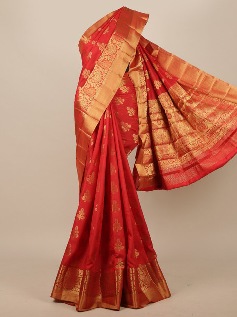 

Pothys Red & Gold Woven Design Jute Silk Saree