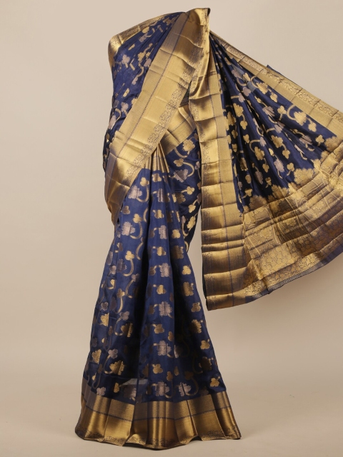 

Pothys Navy Blue & Gold Woven Design Jute Silk Saree