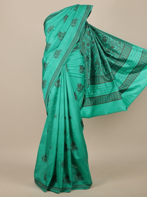 

Pothys Green Floral Jute Silk Saree
