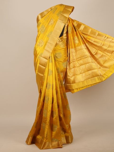 

Pothys Yellow Ethnic Motifs Zari Jute Silk Saree