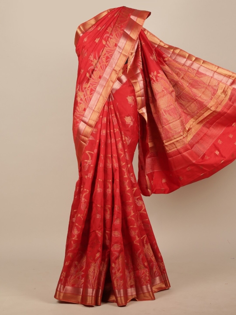 

Pothys Red Ethnic Motifs Jute Silk Saree