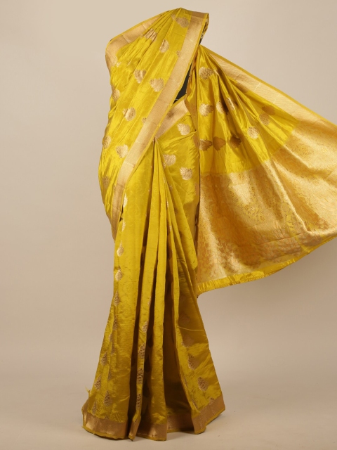 

Pothys Yellow Ethnic Motifs Zari Jute Silk Saree