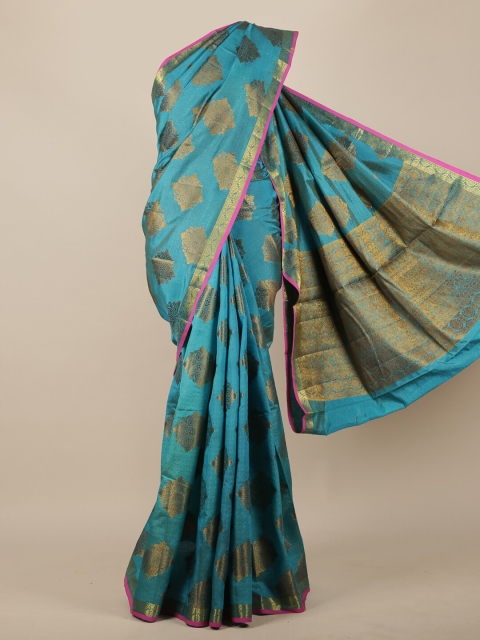 

Pothys Blue Woven Design Jute Silk Saree