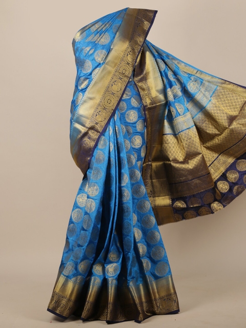 

Pothys Blue Ethnic Motifs Zari Jute Silk Saree