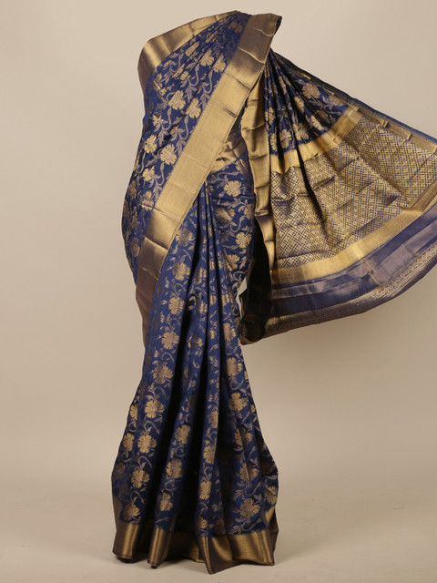

Pothys Blue Woven Design Jute Silk Saree