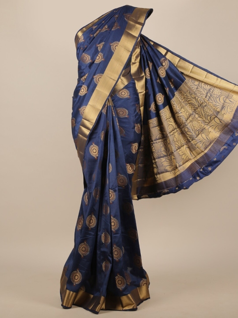 

Pothys Navy Blue & Gold Woven Design Jute Silk Saree