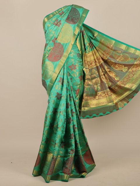 

Pothys Green Ethnic Motifs Zari Jute Silk Saree