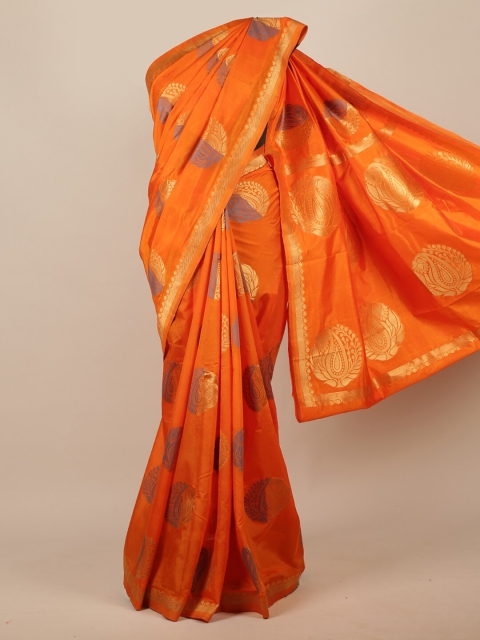 

Pothys Orange Woven Design Jute Silk Saree