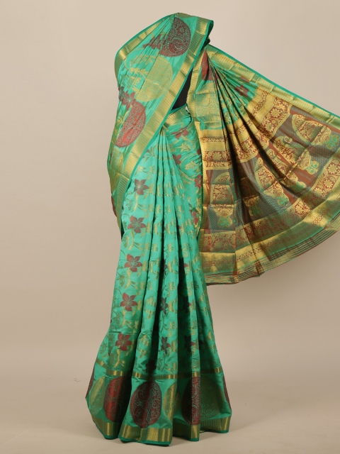

Pothys Green Ethnic Motifs Zari Jute Silk Saree