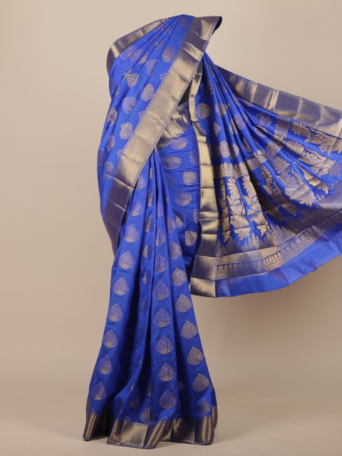 

Pothys Blue Woven Design Jute Silk Saree