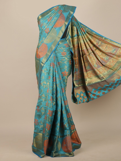 

Pothys Turquoise Blue Woven Design Jute Silk Saree