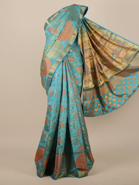 

Pothys Blue Woven Design Jute Silk Saree
