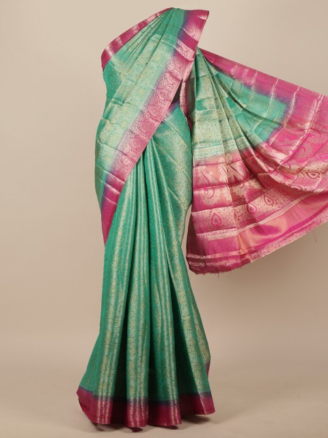 

Pothys Green & Pink Woven Design Jute Silk Saree