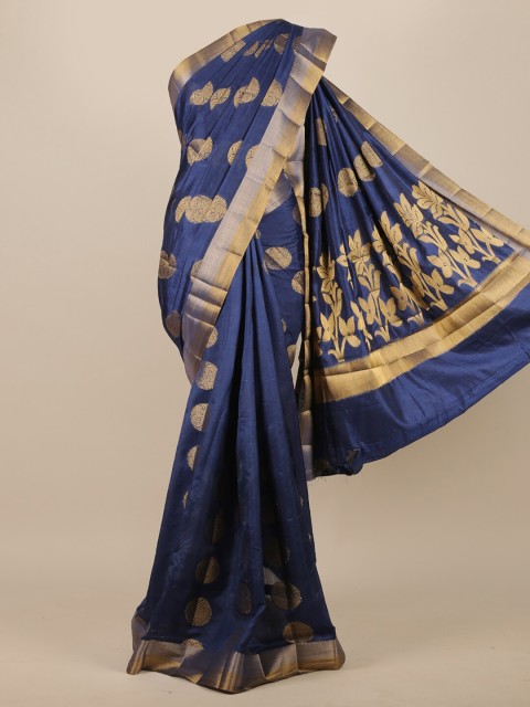 

Pothys Navy Blue & Gold Woven Design Jute Silk Saree