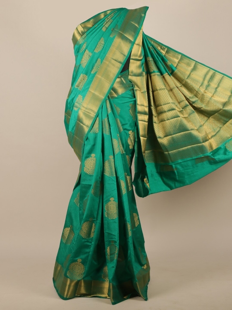 

Pothys Green & Gold-Coloured Ethnic Motifs Zari Jute Silk Saree