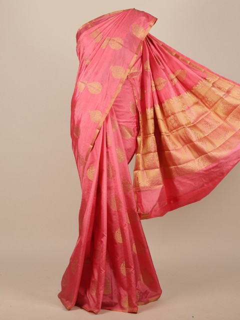 

Pothys Pink Ethnic Motifs Zari Jute Silk Saree