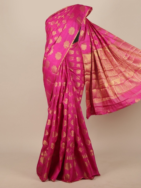 

Pothys Magenta & Gold-Coloured Ethnic Motifs Zari Jute Silk Saree