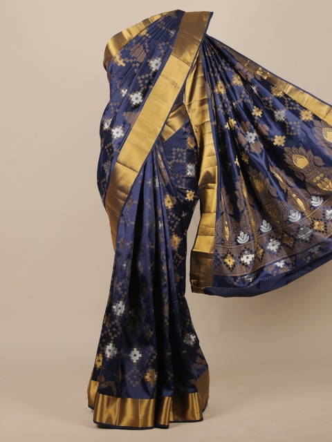 

Pothys Navy Blue & Gold Woven Design Jute Silk Saree