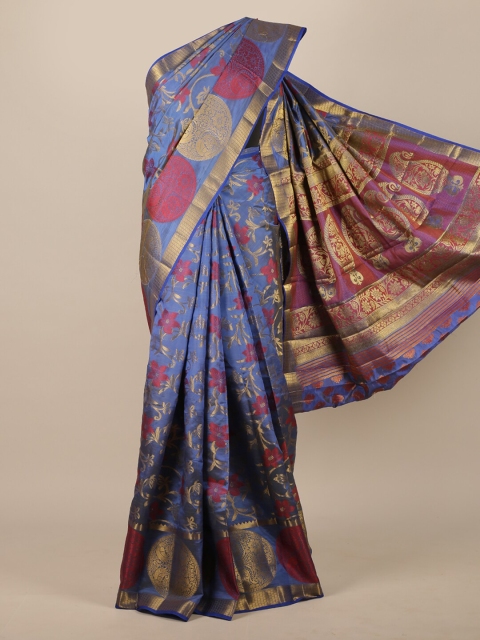 

Pothys Blue Ethnic Motifs Zari Jute Silk Saree