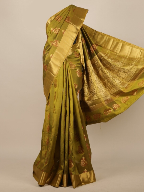 

Pothys Green Floral Zari Jute Silk Saree