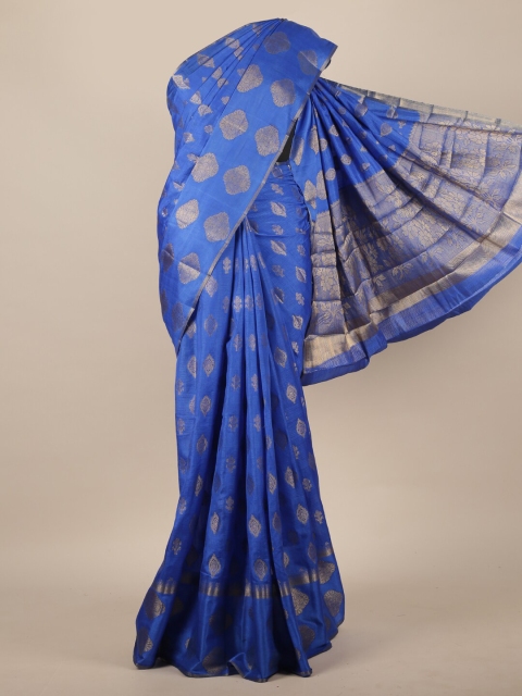 

Pothys Blue Ethnic Motifs Zari Jute Silk Saree