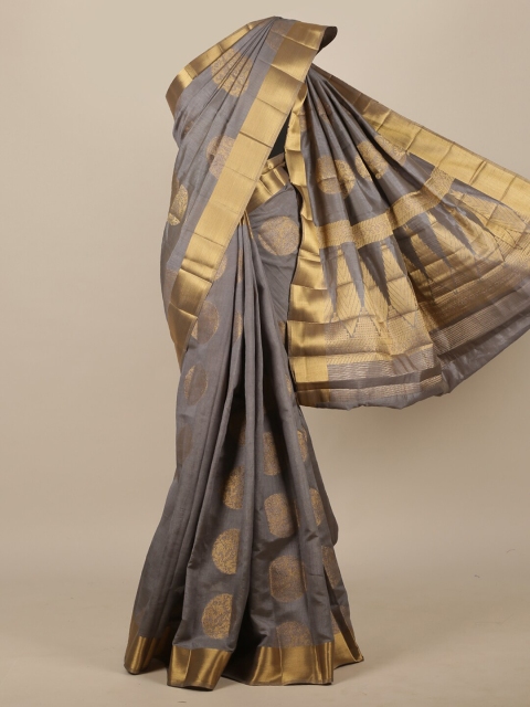 

Pothys Grey Ethnic Motifs Zari Jute Silk Saree