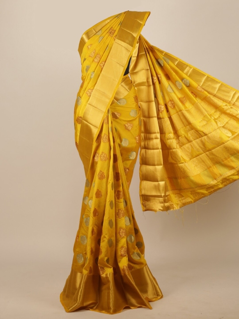 

Pothys Yellow Woven Design Jute Silk Saree