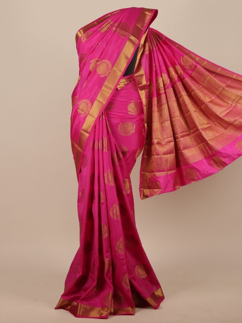 

Pothys Magenta & Gold-Coloured Ethnic Motifs Zari Jute Silk Saree