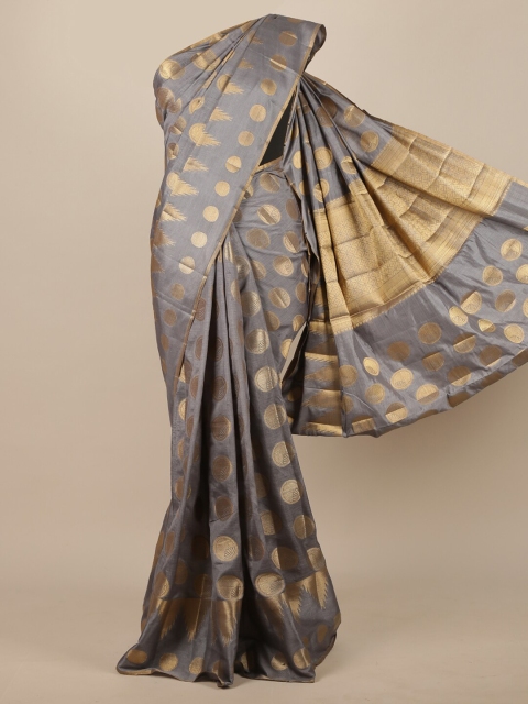 

Pothys Grey & Gold Woven Design Jute Silk Saree