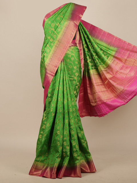 

Pothys Green Ethnic Motifs Zari Jute Silk Saree