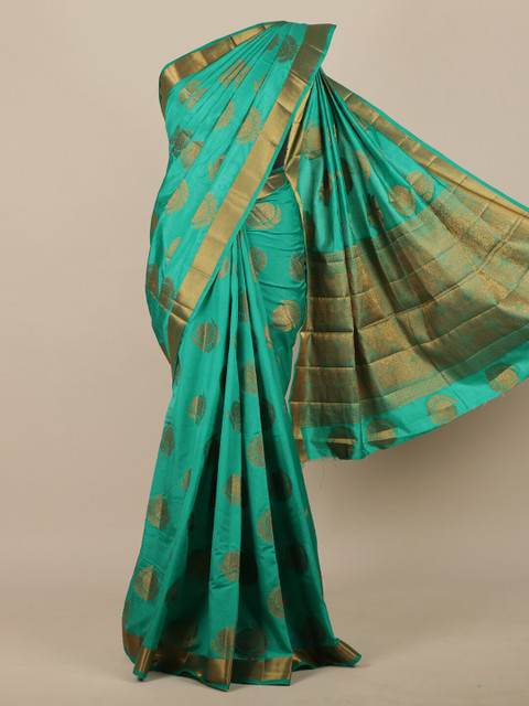 

Pothys Green Woven Design Jute Silk Saree